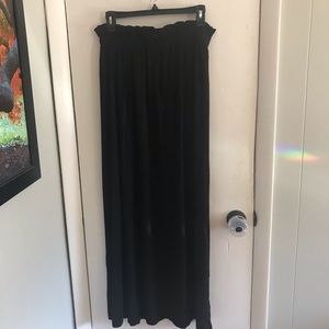Black paperbag waist maxi skirt